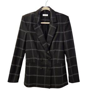 Kookai Plaid Double Breasted Blazer Jacket Size EU 38/US Small